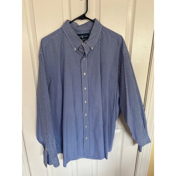 Ralph Lauren Classic Fit Blue‎ & White Gingham Buttonup Size 2XB - Picture 1 of 3